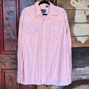 Roper peach color western pearlsnap xl